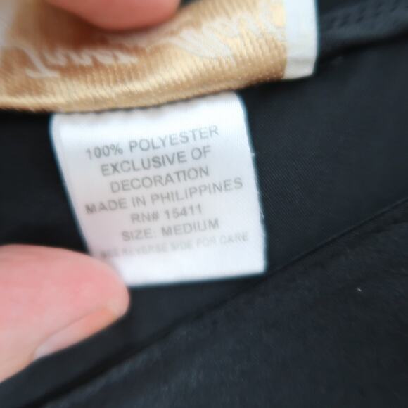 Vintage 90s Inner Most Black Satin Embroidered Nighty Dress M - Picture 6 of 6